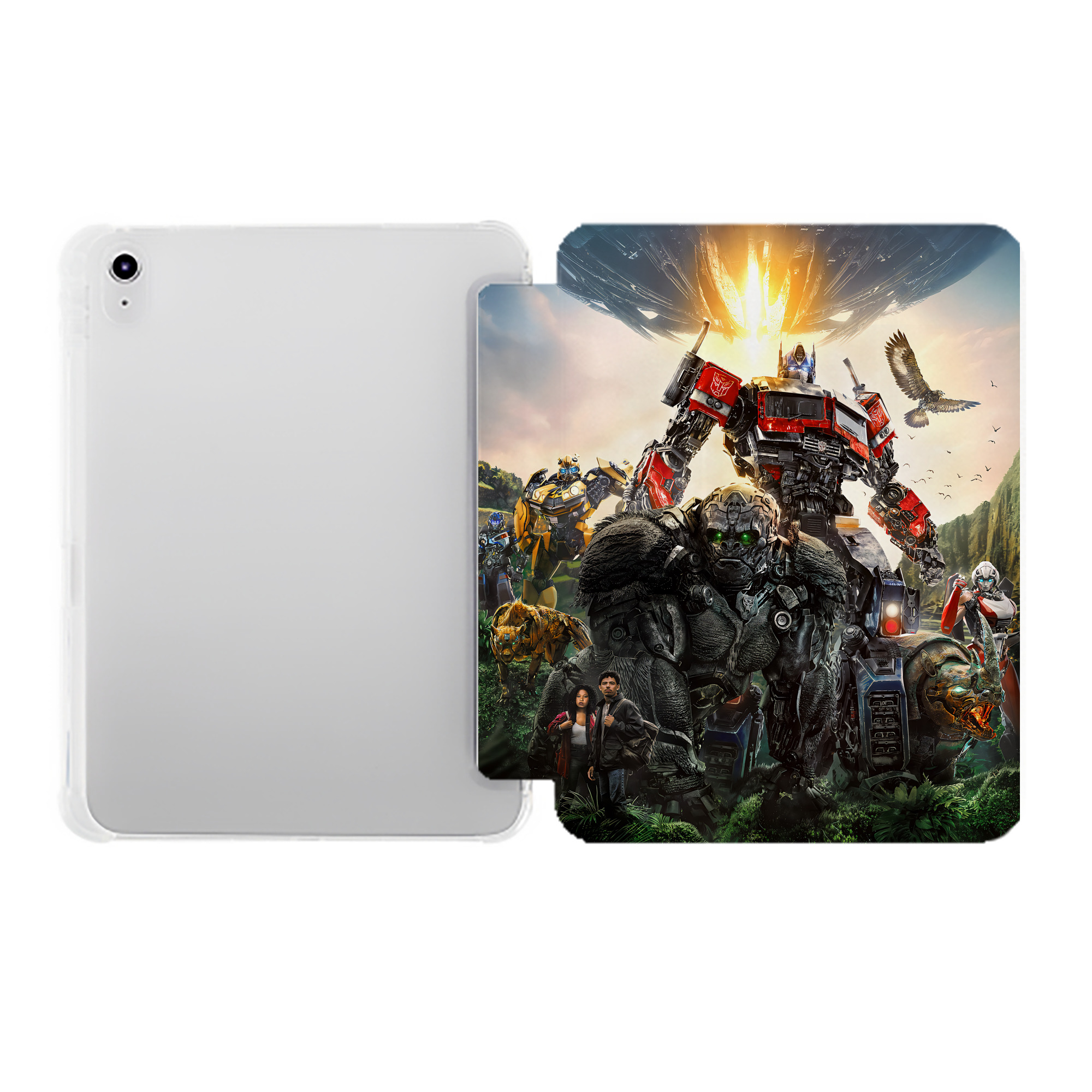 （画像用） Transformers トランスフォーマー IPad ケース ペン収納付き 三つ折りスタンド PUレザー×シリコン 対応機種9.5/10.5/10.9インチ